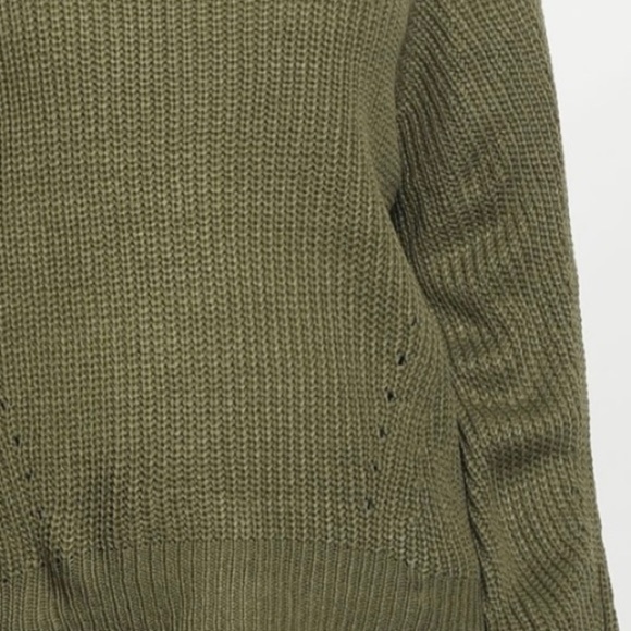 Army Green Knit Sweater With Cowl Neckline - Picture 7 of 8
